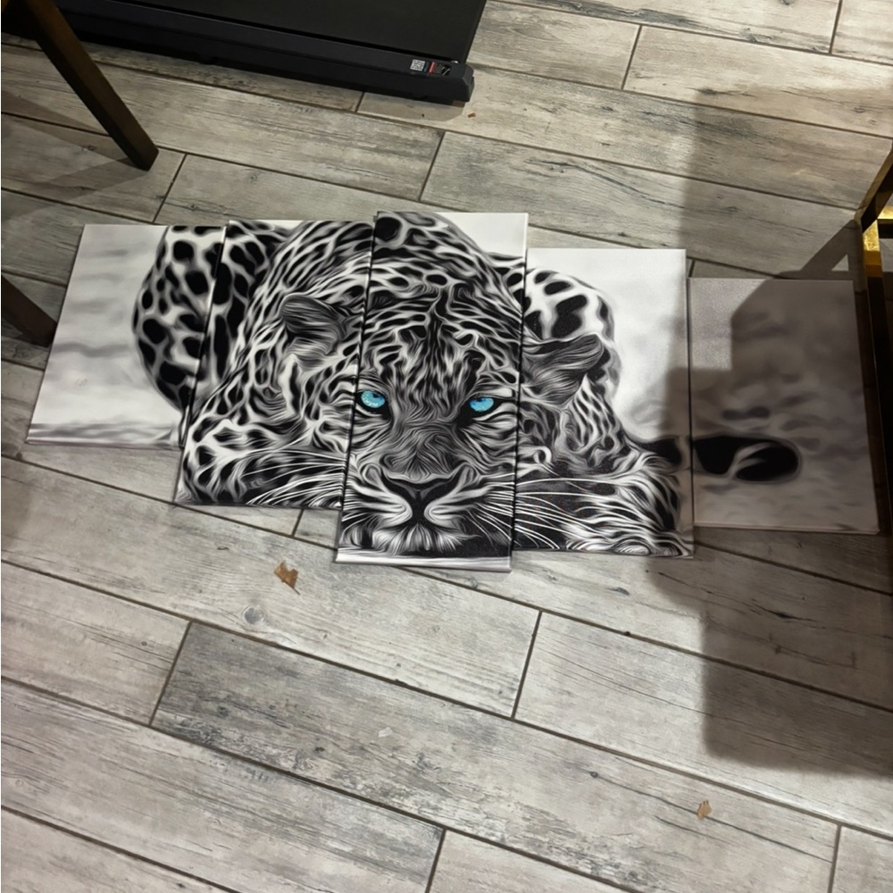 Leopard Canvas Wall Art with Blue Eyes
